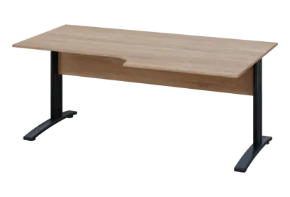 ERK 28 - 188 stůl kancelářský, rohový, pravý, kovová podnož černá, deska 25 mm, široký 1800 mm, dub bardolino